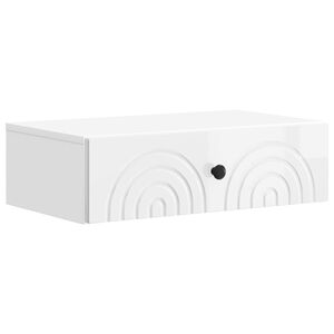 vidaXL Wandmontierter Beistelltisch Hochglanz Wei&szlig; 59 x 34,5 x 17 cm