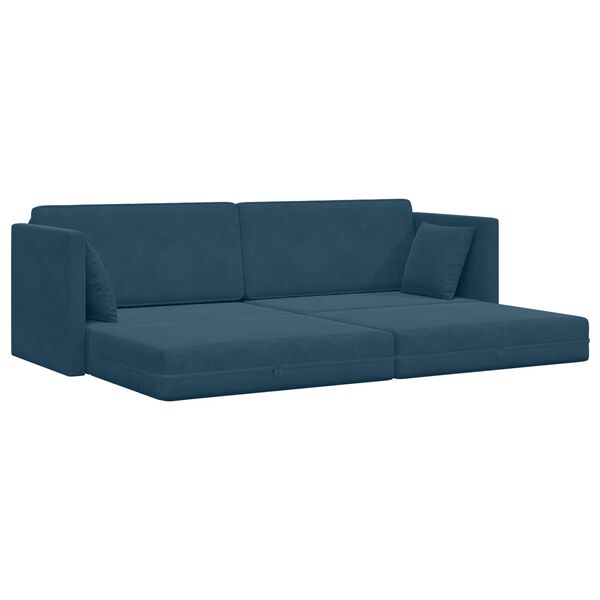 vidaXL Boden-Sofa-Bett 200cm Blau Samt