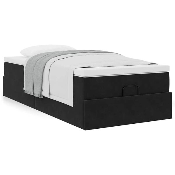 vidaXL Ottoman-Bett mit Matratze Schwarz 90x190 cm Samt
