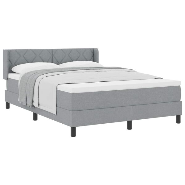 vidaXL Boxspringbett mit Matratze Hellgrau 200 x 160 cm Stoff