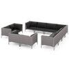 vidaXL 11-tlg. Garten-Lounge-Set mit Kissen Poly Rattan Dunkelgrau