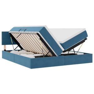vidaXL LED-Speicherbett mit Matratze Dunkelblau 180 x 200 cm Samt