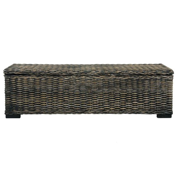 vidaXL Aufbewahrungsbox 120 cm Schwarz Kubu-Rattan Massivholz Mango