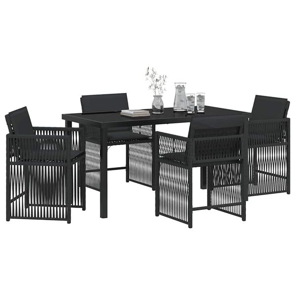 vidaXL Garten Essgruppe 5 pcs Schwarz Poly-Rattan