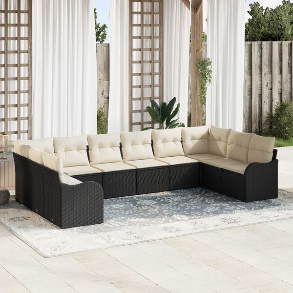 vidaXL Gartensofa-set Schwarz Poly-Rattan