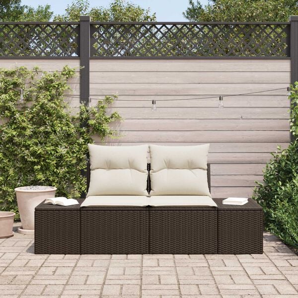vidaXL Gartensofa Braun 123 x 62 x 69cm Poly-Rattan