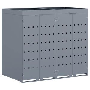 vidaXL Wagenm&uuml;llbeh&auml;lter f&uuml;r 2 Beh&auml;lter Hellgrau 136 x 77,5 x 121,5 cm