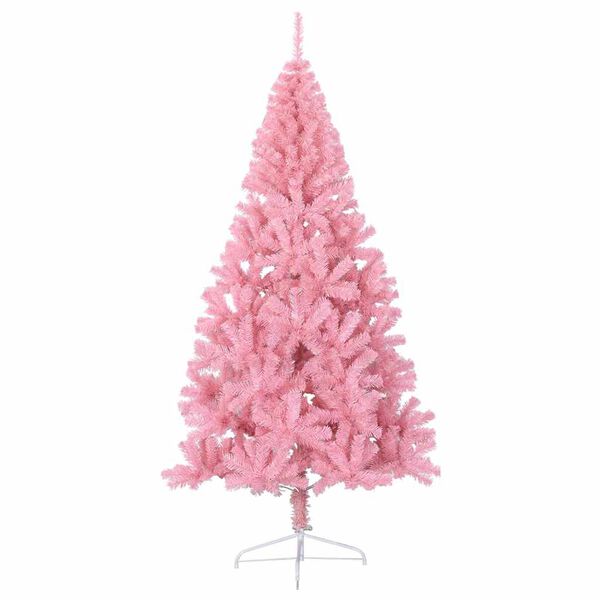 vidaXL K&uuml;nstlicher vorbeleuchteter Weihnachtsbaum Rosa 210 cm PVC