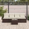 vidaXL Sofa Set mit Kissen 5 pcs Braun und Creme Poly-Rattan