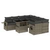 vidaXL 9-tlg. Garten-Sofagarnitur mit Kissen Grau Poly Rattan