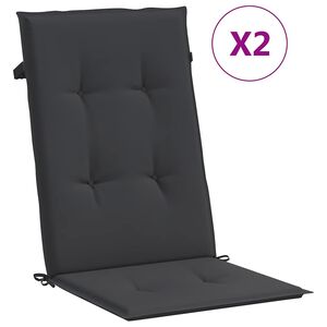 vidaXL Gartenstuhlauflagen f&uuml;r Hochlehner 2 Stk. Schwarz 120x50x3 cm
