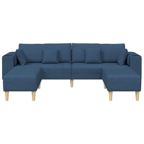 vidaXL Sofa mit Kissen 3 pcs Blau Stoff