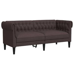 vidaXL Chesterfield-Sofa 2-Sitzer Dunkelbraun Stoff