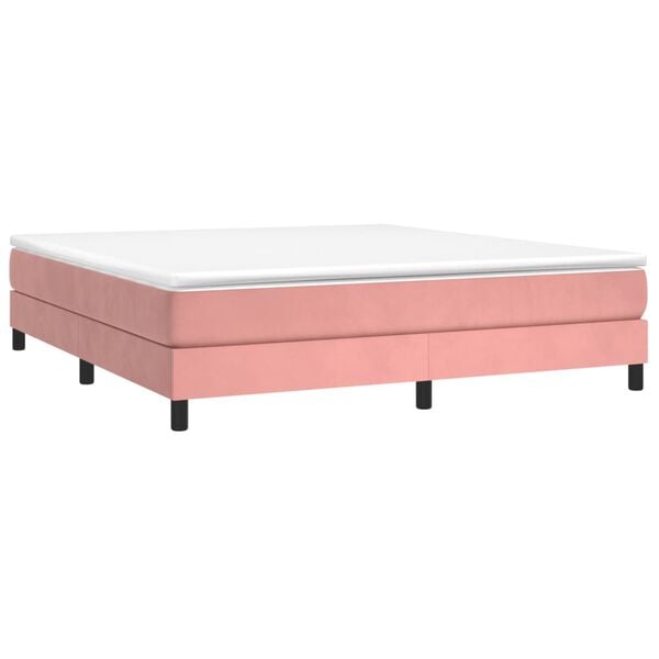 vidaXL Boxspringbett mit Matratze Rosa 160x200 cm Samt