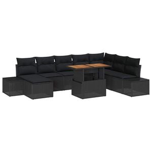 vidaXL Garten Essgruppe mit Kissen 9 pcs Schwarz und Braun