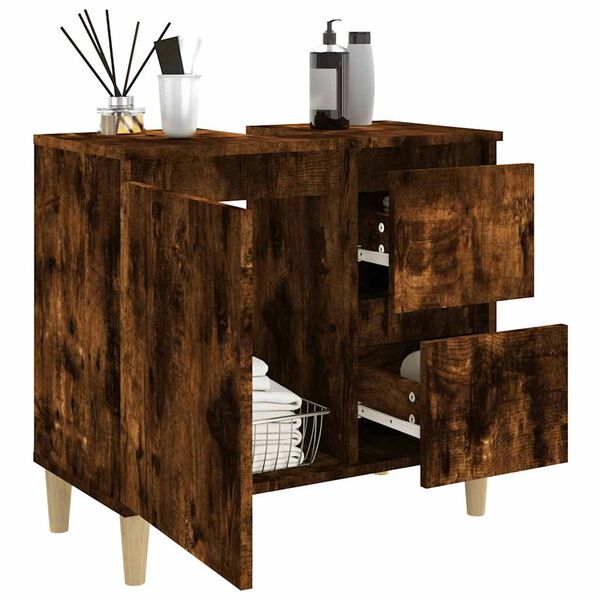 vidaXL Badschrank Räuchereiche 65x33x60 cm Holzwerkstoff