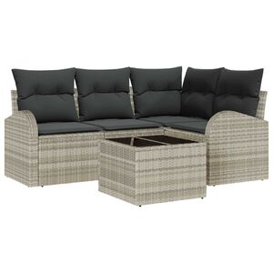 vidaXL Gartensofa-set mit Kissen 5 pcs Hellgrau Poly-Rattan