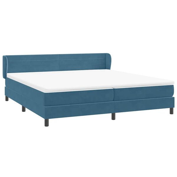 vidaXL Boxspringbett mit Matratzen Dunkelblau 180x210 cm Samt