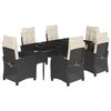 vidaXL 7-tlg. Garten-Essgruppe mit Kissen Schwarz Poly Rattan