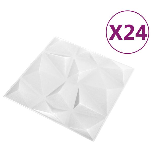 vidaXL Wandpaneele 24 pcs Diamant Wei&szlig; 50 x 50 cm XPS Schaum
