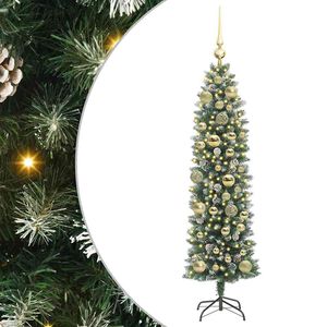 vidaXL K&uuml;nstlicher schlanker Weihnachtsbaum Gr&uuml;n und Wei&szlig; 120 cm