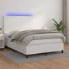 vidaXL Boxspringbett mit Matratze & LED Wei&szlig; 140x190 cm Kunstleder