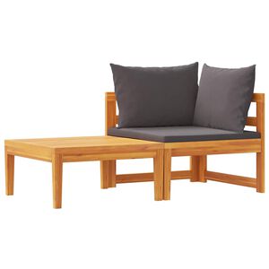 vidaXL 2-tlg. Garten-Lounge-Set mit Dunkelgrauen Kissen Akazienholz