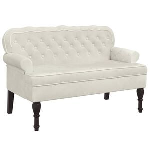vidaXL Sitzbank mit R&uuml;ckenlehne Creme 119,5x64,5x75 cm Samt