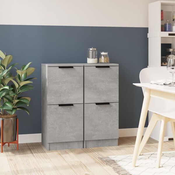 vidaXL Sideboards 2 Stk. Betongrau 30x30x70 cm Holzwerkstoff