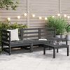 vidaXL 3-tlg. Garten-Lounge-Set Grau Kiefer Massivholz