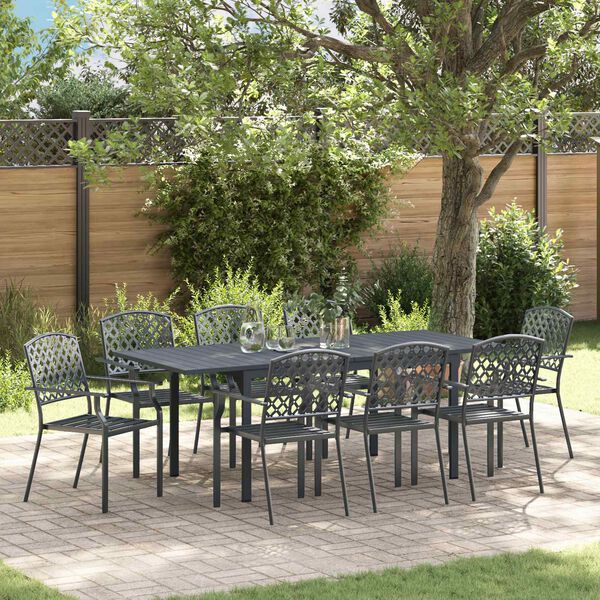 vidaXL Garten Essgruppe 9 pcs Anthrazit Stahl