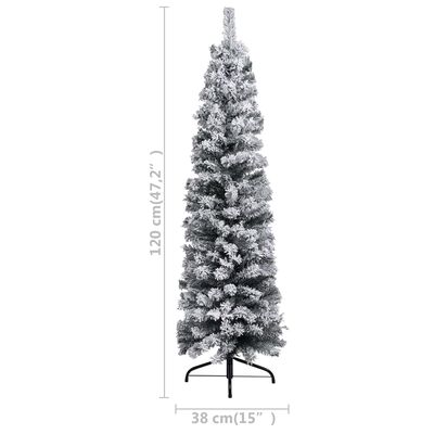 vidaXL Weihnachtsbaum Schlank mit Beleuchtung & Kugeln Grün 120 cm