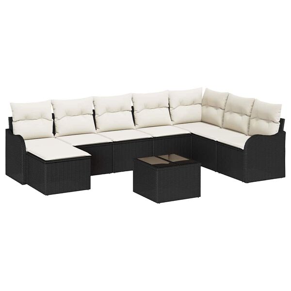 vidaXL Gartensofa-set 9 pcs Schwarz Poly-Rattan