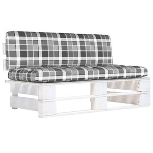 vidaXL Outdoor-Mittelsofa Paletten Kiefernholz Impr&auml;gniert Wei&szlig;