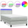 vidaXL Boxspringbett mit Matratze & LED Hellgrau 90x210 cm Samt