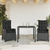 vidaXL 3-tlg. Garten-Essgruppe mit Kissen Schwarz Poly Rattan