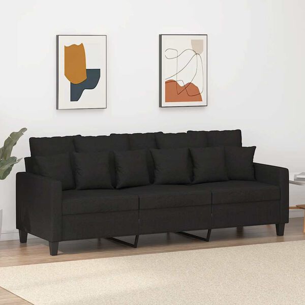 vidaXL 3-Sitzer-Sofa Schwarz 180 cm Stoff