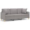 vidaXL 3-Sitzer-Sofa mit Kissen Hellgrau 180 cm Stoff