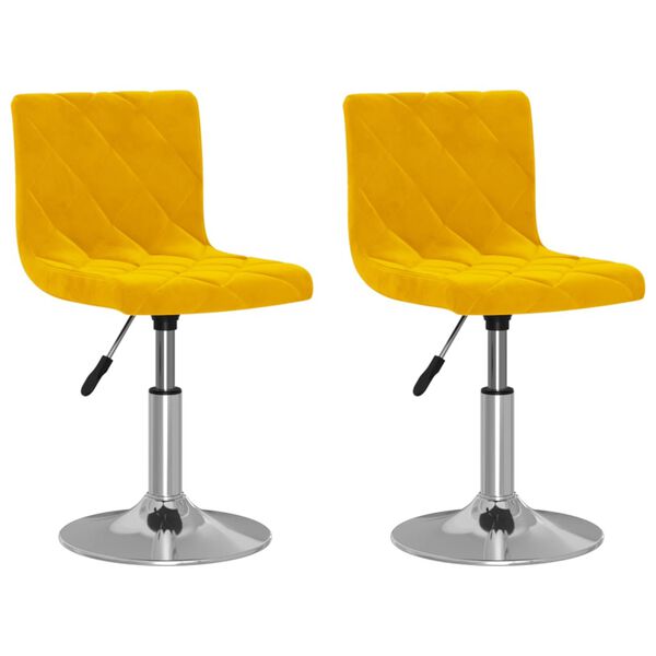 vidaXL Esszimmerst&uuml;hle 2 Stk. Drehbar Senfgelb Samt