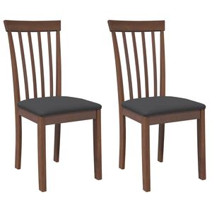vidaXL Esszimmerst&uuml;hle mit Kissen 2 Stk. Braun Massivholz Gummibaum