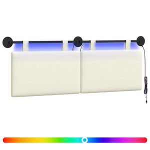 vidaXL H&auml;ngendes Kopfteil Mit LED Licht Creme Cordstoff