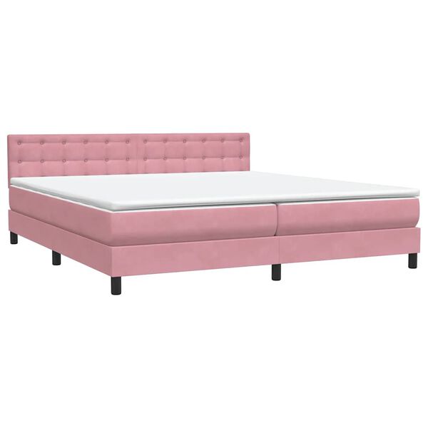 vidaXL Boxspringbett mit Matratze Rosa 180x210 cm Samt