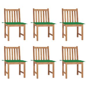 vidaXL Gartenst&uuml;hle 6 Stk. mit Kissen Massivholz Teak