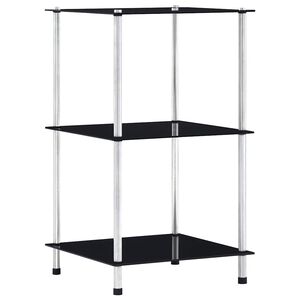 vidaXL Regal mit 3 Ablagen Schwarz 40x40x67 cm Hartglas