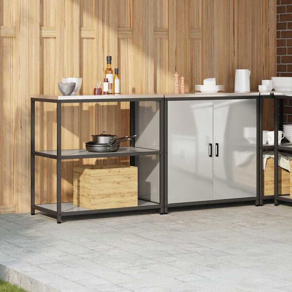 vidaXL Aufbewahrungsset für die Küche mit Regal 2 pcs Silber Stahl