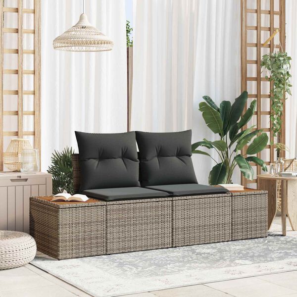 vidaXL Gartensofa Grau 184 x 62 x 85cm Poly-Rattan