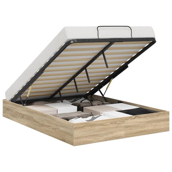 vidaXL Ottoman Bettgestell mit Speicher Sonoma-Eiche 193 x 140 x 25 cm