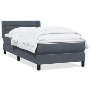 vidaXL Boxspringbett mit Matratze Dunkelgrau 80x220 cm Samt