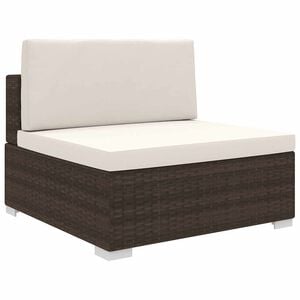 vidaXL Mittelsofa mit Kissen Modular Poly Rattan Braun