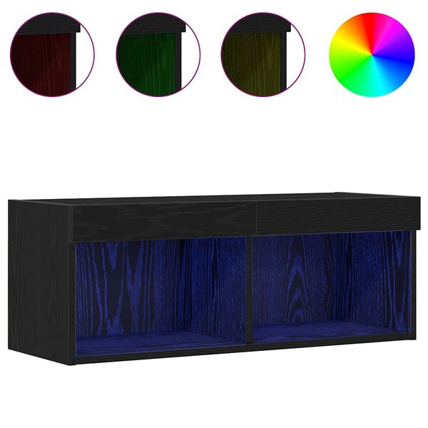 vidaXL TV-Schrankset 2 pcs Schwarz Eichen-Optik 80 x 30 x 30 cm